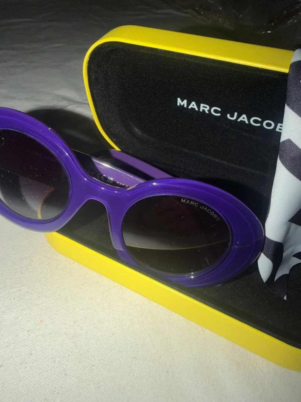 Marc Jacobs Purple Round Sunglasses with Yellow Hard Case